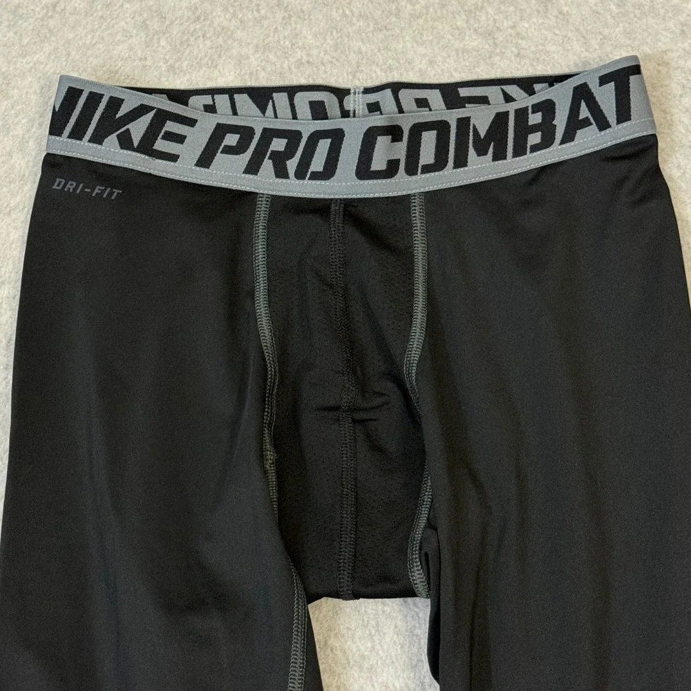 Nike Pro Combat Dri-FIT Mens Black Compression Tights 3/4 Leggings Large